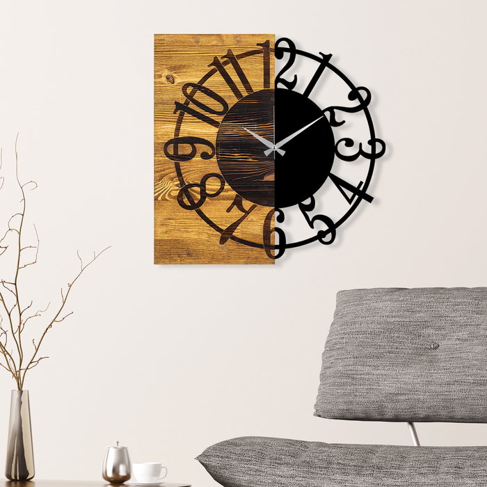 Wallity Reloj de pared decorativo de madera Nogal y Negro Wallity Reloj de pared decorativo de madera Nogal y Negro